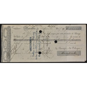 Banque de Pologne - billet à ordre daté de 1867. - signature Rostafinski