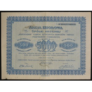 Agrochimie Usines d'engrais artificiels et autres procédés chimiques, 10 x 500 mkp 1921