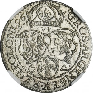 Sigismund III Vasa, 6 Groschen Marienburg 1596 - NGC MS62