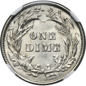 USA, 1 Dime Philadelphia 1892 - Barber - NGC AU58