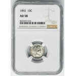 USA, 1 Dime Philadelphia 1892 - Barber - NGC AU58