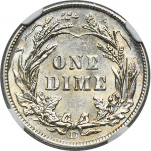 USA, 1 Dime Denver 1912 D - Barber - NGC UNC DETAILS