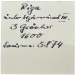Sigismund III Vasa, 3 Groschen Riga 1600 - RARE