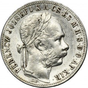 Hungary, Franz Joseph I, 1 Forint Kremnitz 1886 KB