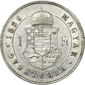 Hungary, Franz Joseph I, 1 Forint Kremnitz 1886 KB