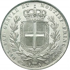Italy, Kingdom of Sardinia, Charles Albert, 5 Lire Genoa 1842 P
