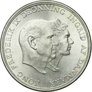 Denmark, Frederick IX, 5 Kroner Copenhagen 1960 - Silver Wedding Anniversary