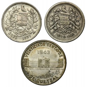 Set, Guatemala, Republic, 25 Centavos and 2 Reales (3 pcs.)