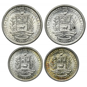 Set, Venezuela, 4th Republic, 1 Bolivar and 2 Bolivars 1960 (4 pcs.)