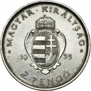 Hungary, Miklós Horthy, 2 Pengo Budapest 1935 - Pázmány University