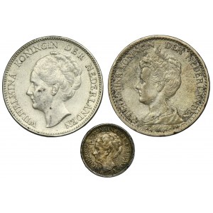 Set, Netherlands, Wilhelmina, 10 Cents and 1 Gulden (3 pcs.)