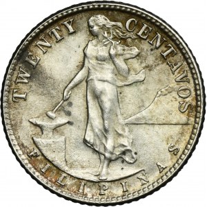 Philippines under USA, 20 Centavos Denver 1945 D