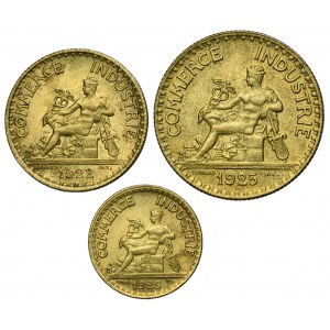 Set, France, III Republic, 50 Centimes, 1 Franc and 2 Francs (3 pcs.)