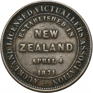 Nouvelle-Zélande, Victoria, Token 1 Pence 1871 - Auckland Association of Licensed Catering Dealers