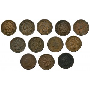 Set, USA, 1 Cent Indian Head (12 pcs.)