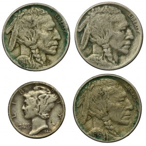 Set, USA, 1 Dime et 5 Cents (4 pièces).