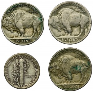 Set, USA, 1 Dime et 5 Cents (4 pièces).
