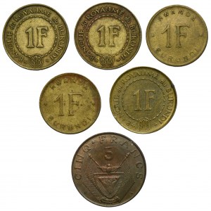 Set, Burundi and Rwanda, 1 Franc and 5 Francs (6 pcs.)