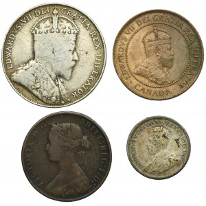 Set, Canada, Victoria, George V and Edward VII, 1 Cent, 10 Cents and 50 Cents (4 pcs.)