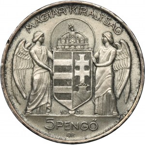 Hungary, Miklós Horthy, 5 Pengö Budapest 1939 BP