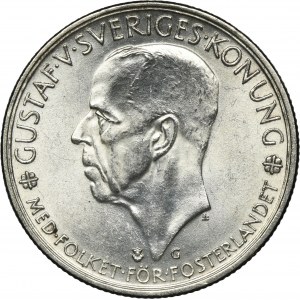 Suède, Gustav V, 5 couronnes Stockholm 1935 G