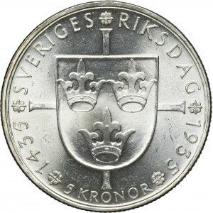 Sweden, Gustav V, 5 Kronor Stokholm 1935 G