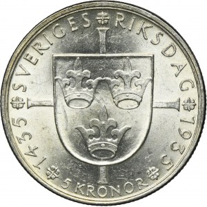 Sweden, Gustav V, 5 Kronor Stokholm 1935 G
