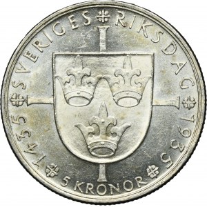 Švédsko, Gustav V, 5 korún Štokholm 1935 G
