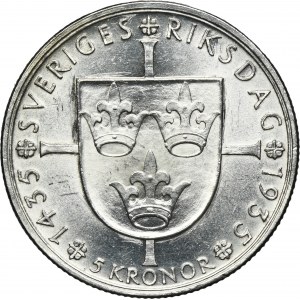 Sweden, Gustav V, 5 Kronor Stokholm 1935 G