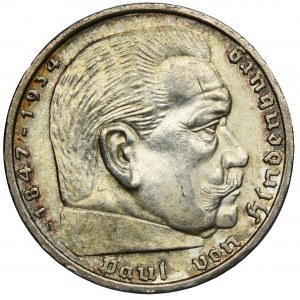 Germany, Third Reich, 5 Mark Berlin 1938 A - Hindenburg