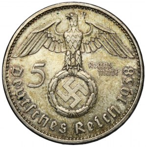 Germany, Third Reich, 5 Mark Berlin 1938 A - Hindenburg