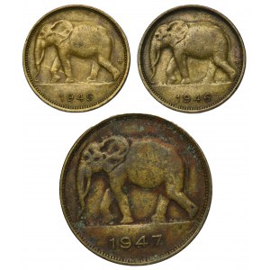 Set, Belgian Congo, 1 Franc and 5 Francs (3 pcs.)