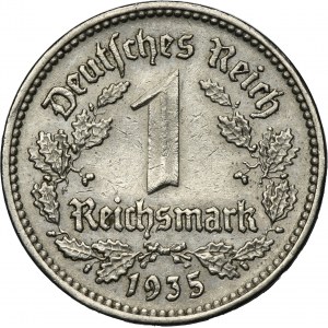 Germany, Third Reich, 1 Mark Hamburg 1935 J