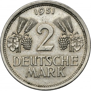 Germany, FRG, 2 Mark Hamburg 1951 J