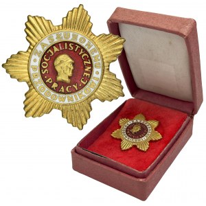 PRL, Gold Badge of Merit for the Leader of Socialist Labor with a box