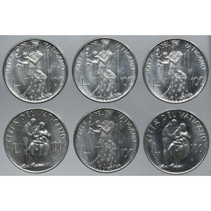 Set, Papal States, Vatican, John Paul II, 100 Lire Rome (6 pcs.)