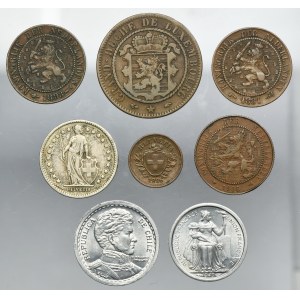 Set, Luxembourg, Netherlands, Switzerland, Chile and French Polynesia, Mix of coins (8 pcs.)