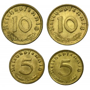 Set, Germany, Third Reich, 5 Pfennig and 10 Pfennig (4 pcs.)