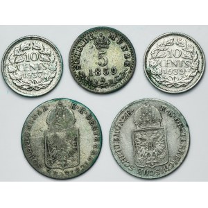 Set, Netherlands and Austria, 10 Cents, 5 Kreuzer and 6 Kreuzer (5 pcs.)
