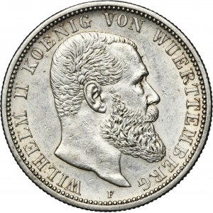 Germany, Württemberg, Wilhelm II, 2 Mark Stuttgart 1907 F