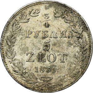 3/4 rouble = 5 zlotys Varsovie 1839 MW