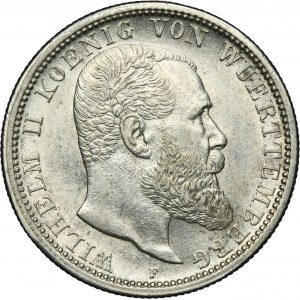 Germany, Kingdom of Württemberg, Wilhelm II, 2 Mark Stuttgart 1912 F