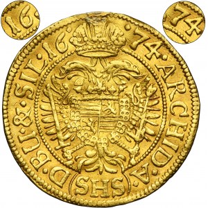 Silesia, Habsburg rule, Leopold I, Ducat Breslau 1674 SHS - VERY RARE