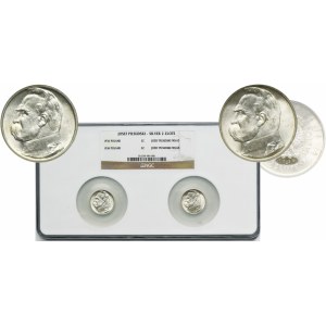 Set, Pilsudski Official, 2 or 1934 et 1936 - NGC MS63 (2 pièces) - RARE ANNIVERSAIRE