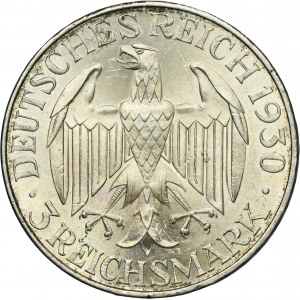 Germany, Weimar Republic, 3 Mark Stuttgart 1930 F - Graf Zeppelin