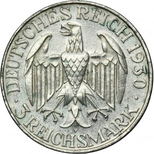 Germany, Weimar Republic, 3 Mark Hamburg 1930 J - Graf Zeppelin