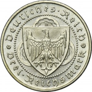 Germany, Weimar Republic, 3 Mark Munich 1930 D - Walther Vogelweide