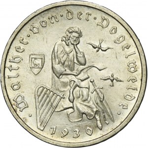Germany, Weimar Republic, 3 Mark Stuttgart 1930 F - Walther Vogelweide