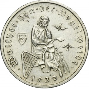 Germany, Weimar Republic, 3 Mark Hamburg 1930 J - Walther Vogelweide