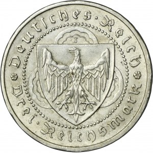 Germany, Weimar Republic, 3 Mark Hamburg 1930 J - Walther Vogelweide